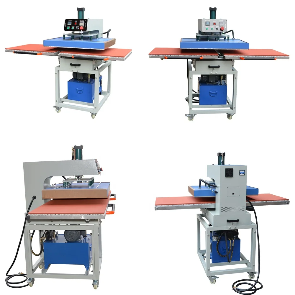 Wholesale large format Bottom Plate Movable Double Station Clothing leather printer Hydraulic Heat Press Machine with 60*80 cm