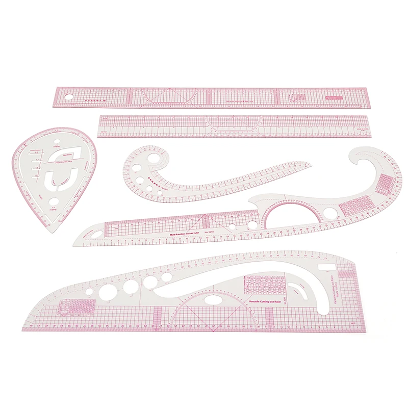 JP 393-6 Measure Dressmaking Tailor Drawing Template Ruler Clothing Design Sewing French Curved Ruler Set
