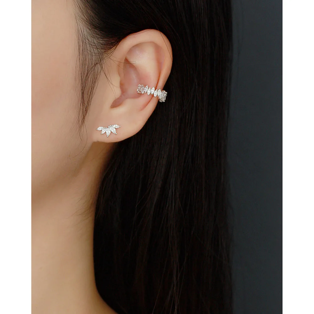 wholesale 925 silver earrings sets 925 sterling silver stud earrings and ear cuff clip on earrings 18K gold plated jewelry women