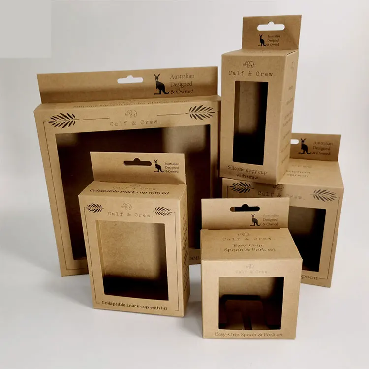 customized Multipurpose cardboard Kraft Paper Packaging Box With clear window