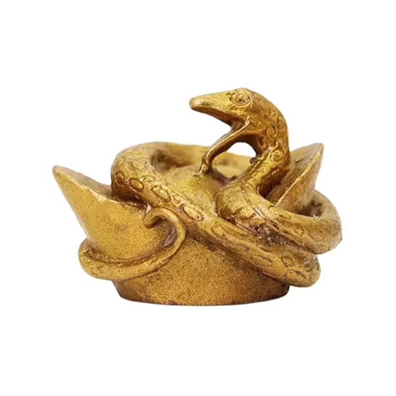 Chinese Zodiac Snake Statue Eco-Friendly Resin Feng Shui Animal Sculpture for Home Decor Chinese Ingots Wall Usage for Writing