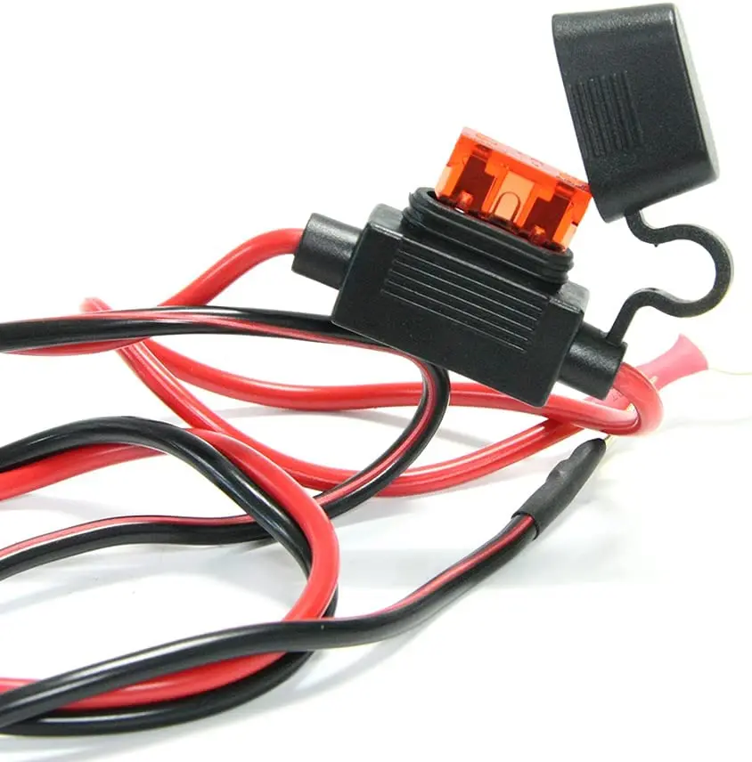 Ring Terminal Eyelet SAE Battery Extension Cable with 2FT 16AWG 10A Protection Fuse SAE Connector for Motorcycle Cars