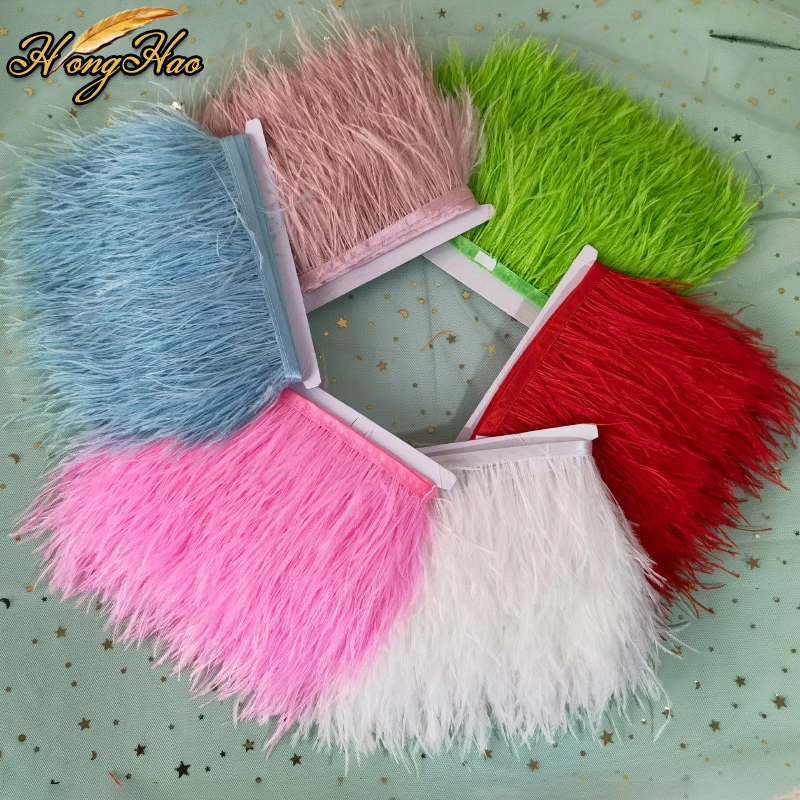 10 yards/bag white ostrich feathers trim fringe for dress decoration fabric