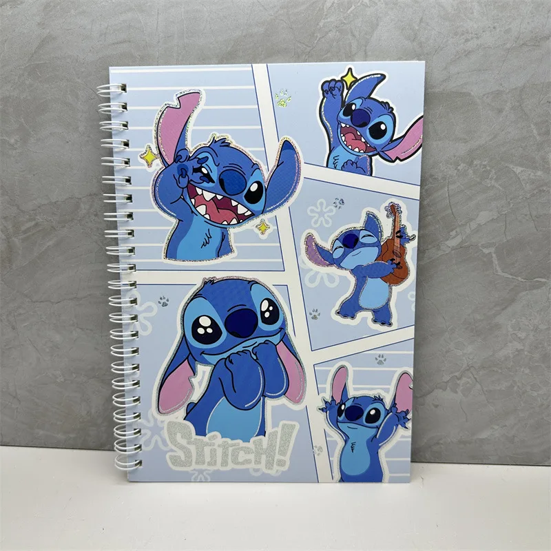 Kawaii Blue Stitch Notebook Student Coloring Page Notebook A5  Coil Waterproof Cover Diary Notebook Campus Book