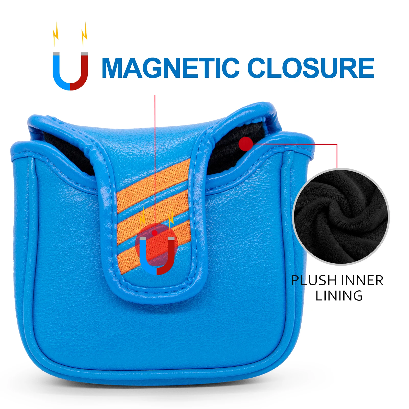 High Quality Waterproof Pu Golf Headcover Embroidery Mallet Cover Golf Strong Magnetic Golf Mallet Putter Head Cover