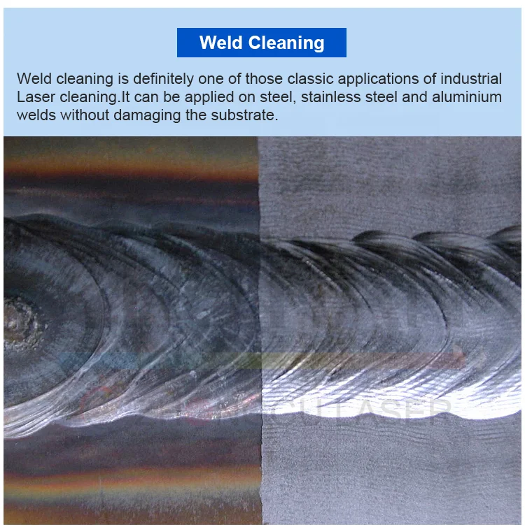 Handheld 1000w 1500w 2000w Raycus Portable Continuous Fiber Laser Cleaning Rust Removal System Machine