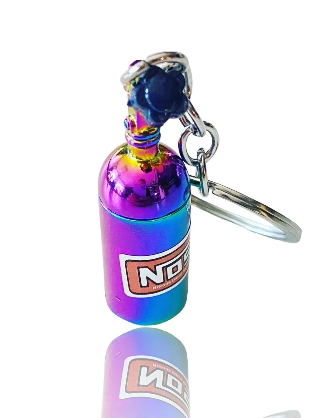 best-selling fashion color nitrous oxide metal nos keychain simulation mini NOS bottle keychain