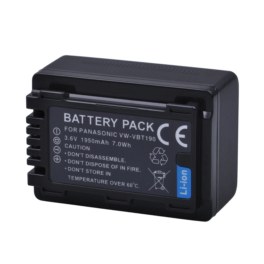
VW-VBT190 1950mAh Camera Battery for Panasonic HC-V110 HC-V130 HC-V160 HC-V180 HC-V201 HC-V250 HC-V260 