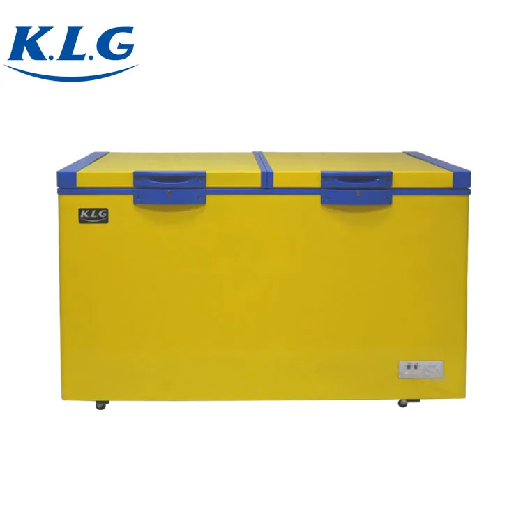 400L double doors room half cooler half freezer 12v 24v dc deep horizontal freezer