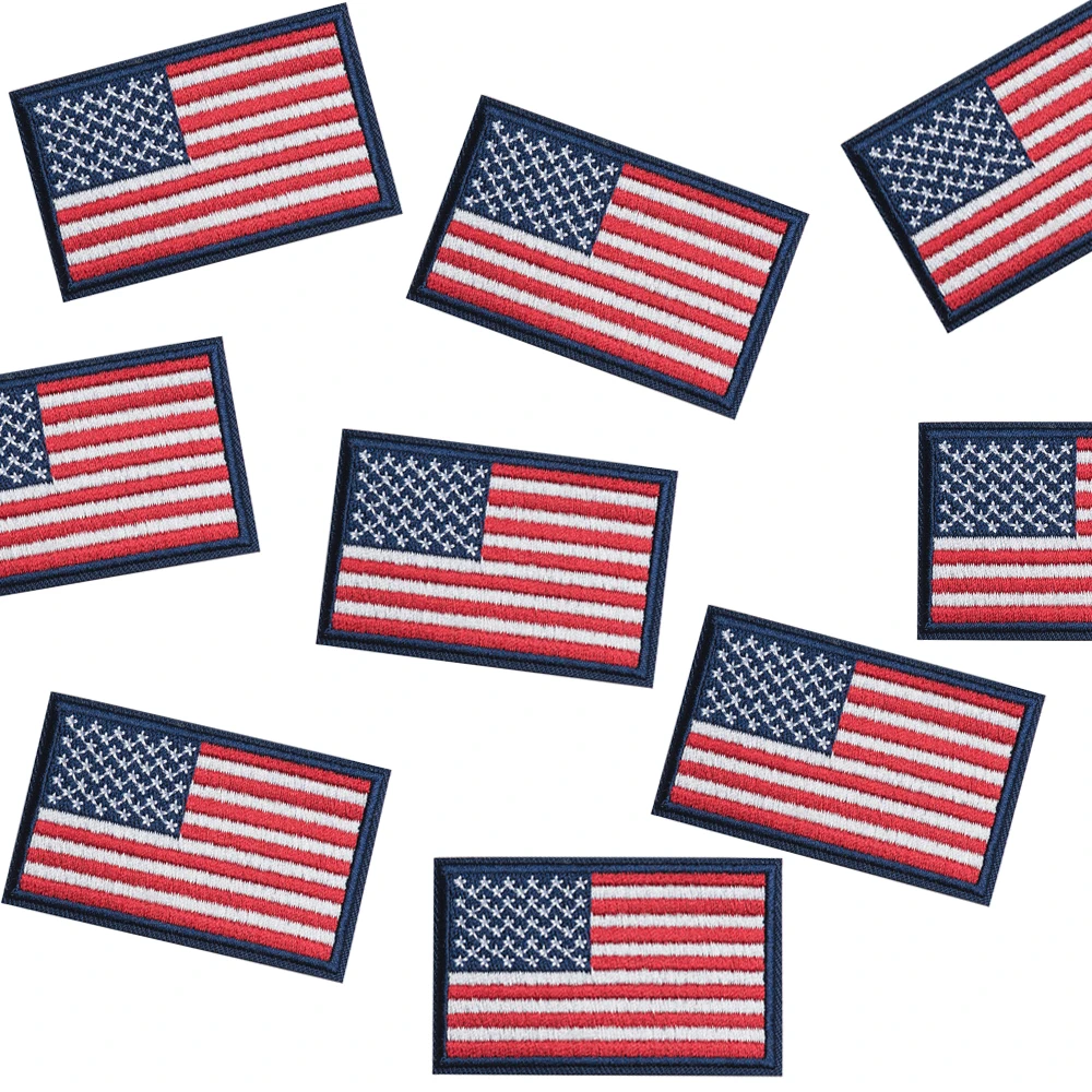 Wholesale In Stock Embroidered Custom Logo Patches Badge American USA Flag Embroidery Patch