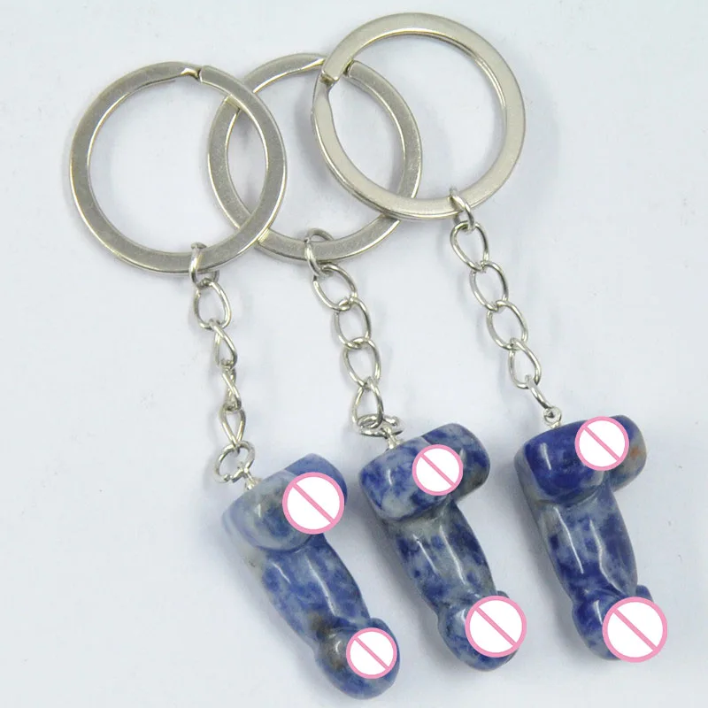 Crafts Best Value of Mix Gemstone phallus Keyring Semi-precious stones Keyring For Sale gift