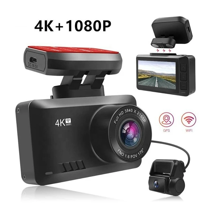Magnetic Base Car Camera GPS 4K Dashcam Front And Rear Dual Camera 4K Wifi Wireless Dash Cam