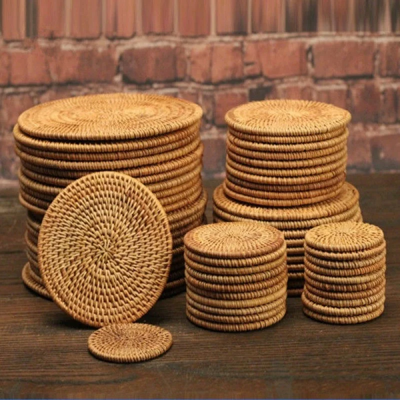 Manufacturer Wholesale Vietnam Rattan Cup Pot Tea Mat Eco-friendly Reusable Table Insulation Mat Tea Set Accessories