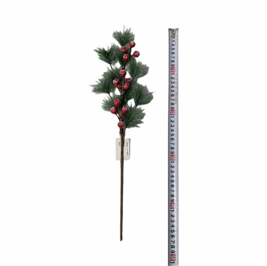 2024 Christmas Artificial Red Berry And Pine Cone Christmas Picks With Holly Branches For Holiday Decorations Spray Snow Branch