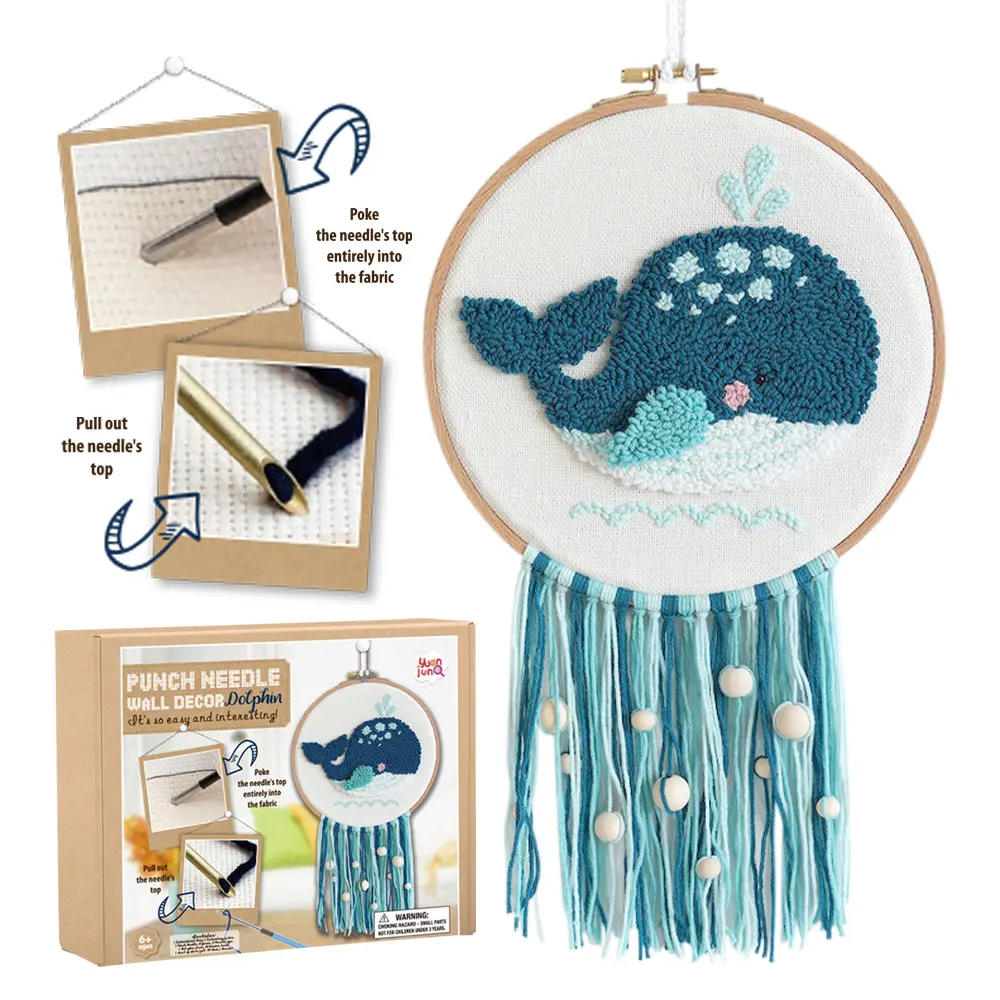 DIY Whale Punch Needle Embroidery Kits Punch Needle Set Craft Supplies With Patterns Tools Instruction For Adult