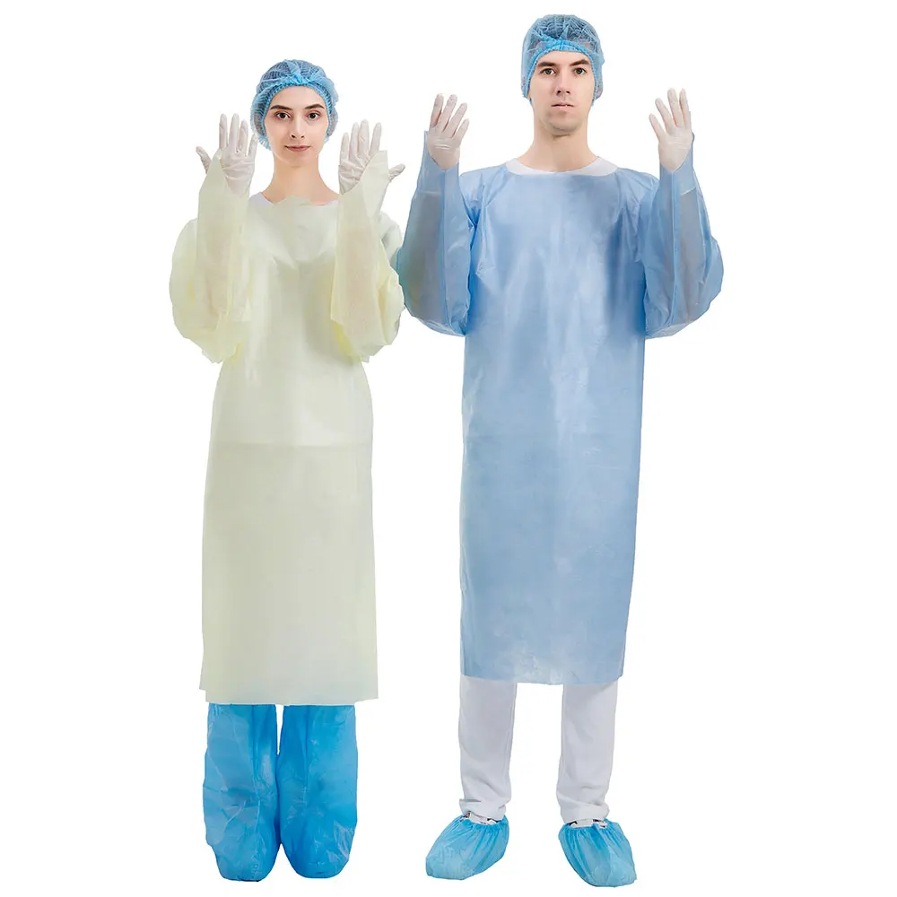Wholesale Isolation Gown cpe Gowns Disposable Gown CPE Isolation Grown Apron with long Sleeves