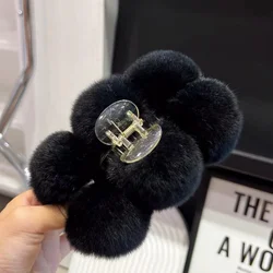 Wholesale fashion Rex rabbit hair ball plastic hair claws candy colors  clips clips for thick hair