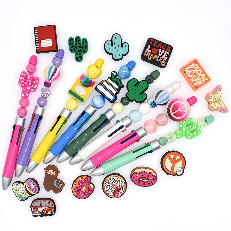 Glow Pvc Charms Led Focal Charms For Pens Making Beads Silicone Focal Beads For Pen Making Custom Silicone Focal Beads