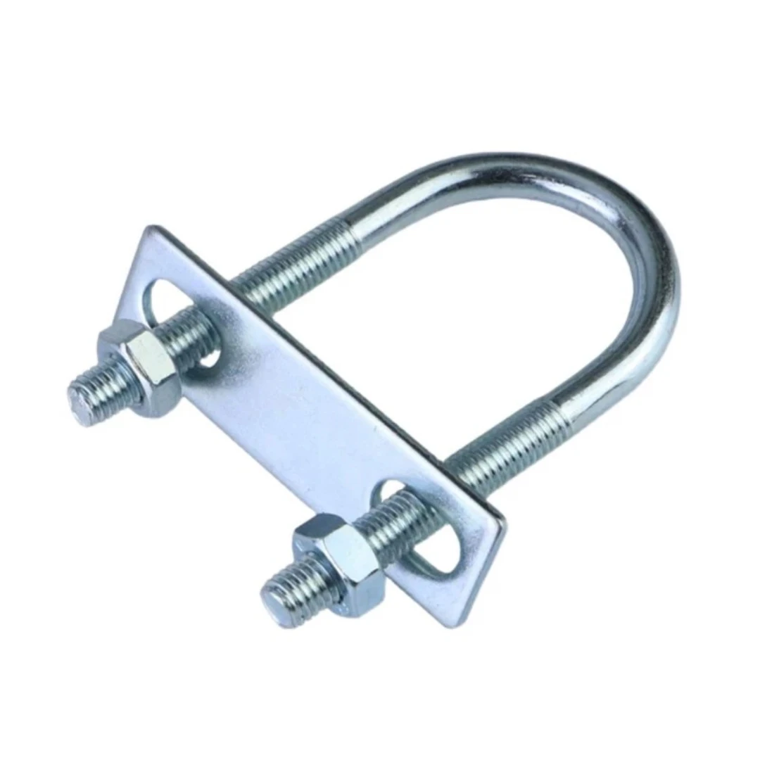 Two Holes 304 Stainless Steel carbon Steel U-shaped Clip Baffle Plate Clip Pipe Band Clamp For U-shaped Bolt