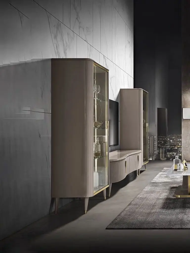 Italian light luxury glass wine cabinet against the wall home decoration post-modern custom  living room home red wine cabinet