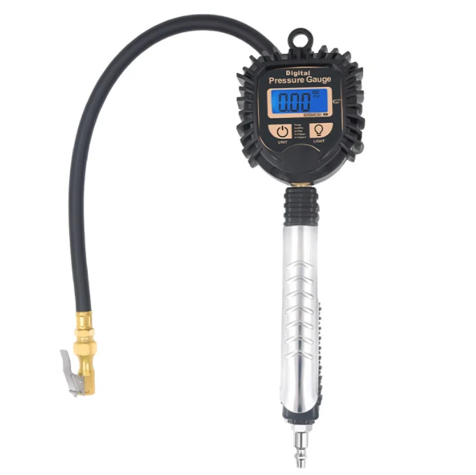 New design 250psi precision digital electronic air pressure Gauges with inflator nozzle and flashlight