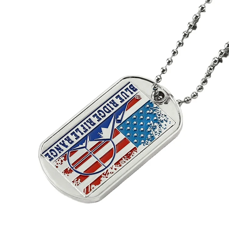 Free Sample Hip Hop Letter Name Tag Custom Your Own Logo Pendant Necklace Engraving Soft Enamel Dog Tags with Chain