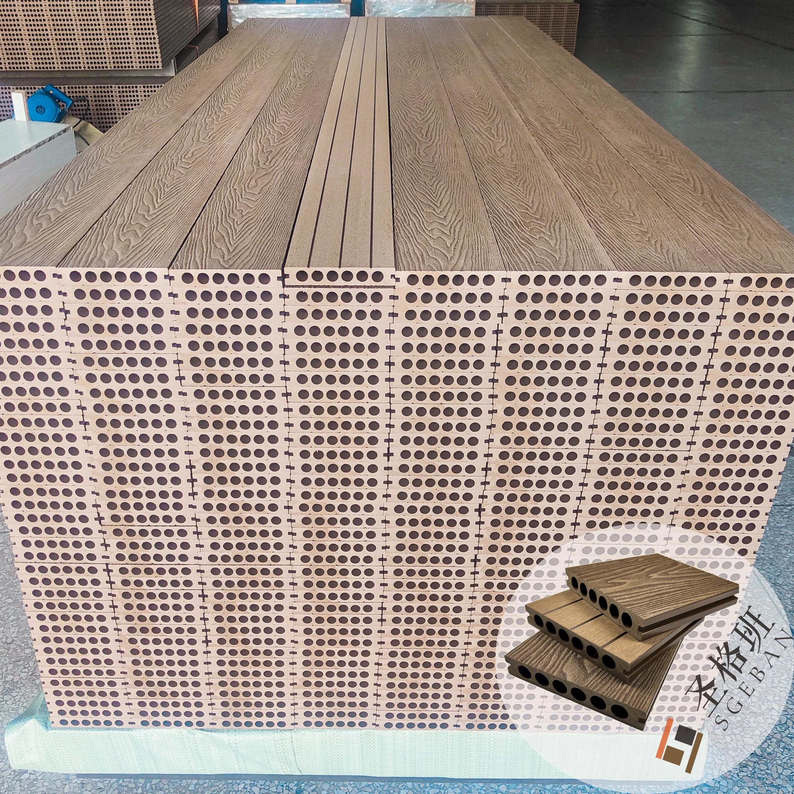 3d Embossing Exterior Fire-resistant Hardwood Laminate Pool wood plastic composite Wooden Board deck wpc