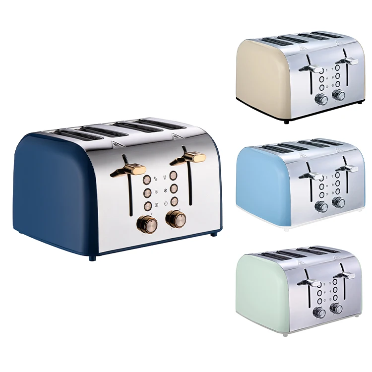 Odm Oem Retro Toaster Bread 4 Slice Tostadora De Pan 900W Auto Pup Up Function Steeliness Steel Toaster