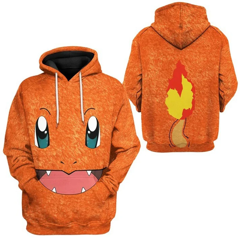 Pikachu Pokemoned Gengar Hooded Sweatshirt Cute Animes 3D Design Fall Winter Warm Coat Zipper Pockets Christmas Gift Adults XS