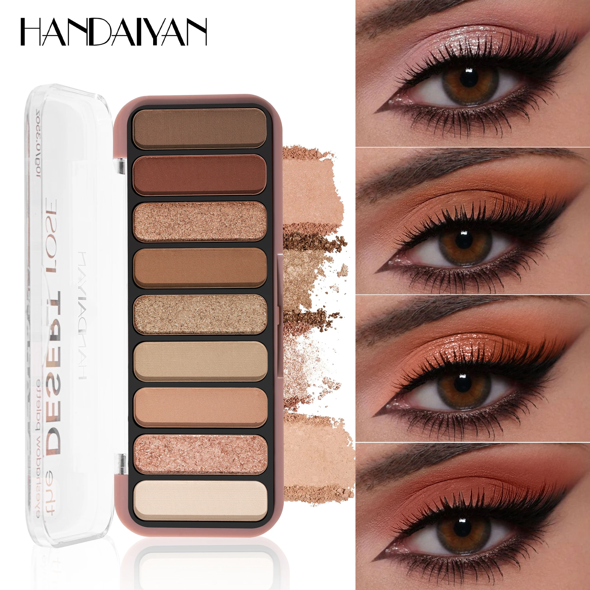 HANDAIYAN 9 Colors High Pigment Shimmer Matte Eye Shadow Palette Set Glitter Diamond Sparkling Eye Makeup Cosmetics