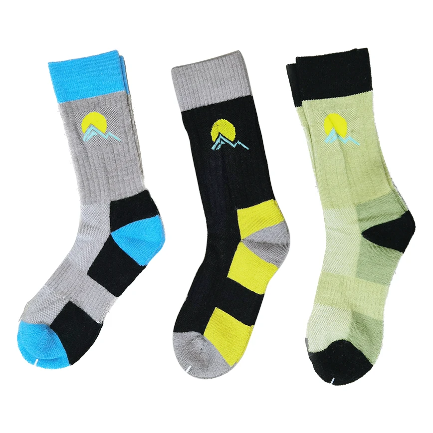 Изготовленные на заказ толстые сапоги до колена с круглым вырезом 100% шерстяная Мужская обувь для пеших прогулок, толстые носки из шерсти мериноса