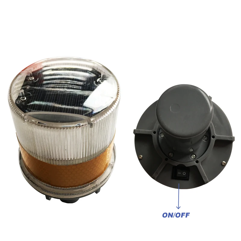 Roadside emergency Solar LED flashing warning beacon light with reflective tape