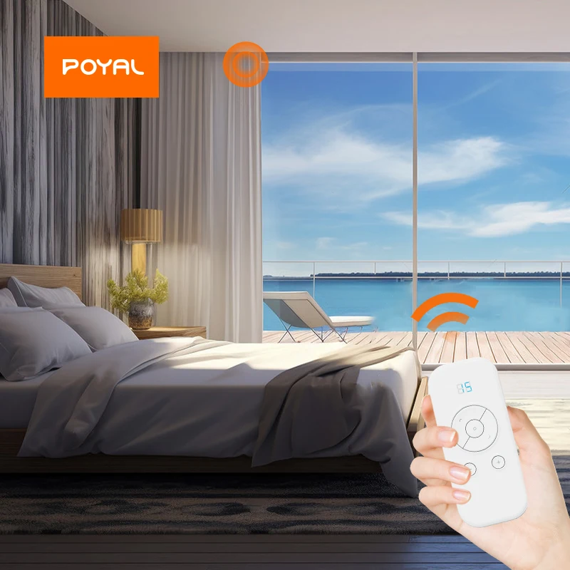 POYAL Modern 15 Channel Smart Electric Roller Blinds Remote PC 433Mhz White Transmitter Motorized Curtain Emitter for Home Hotel