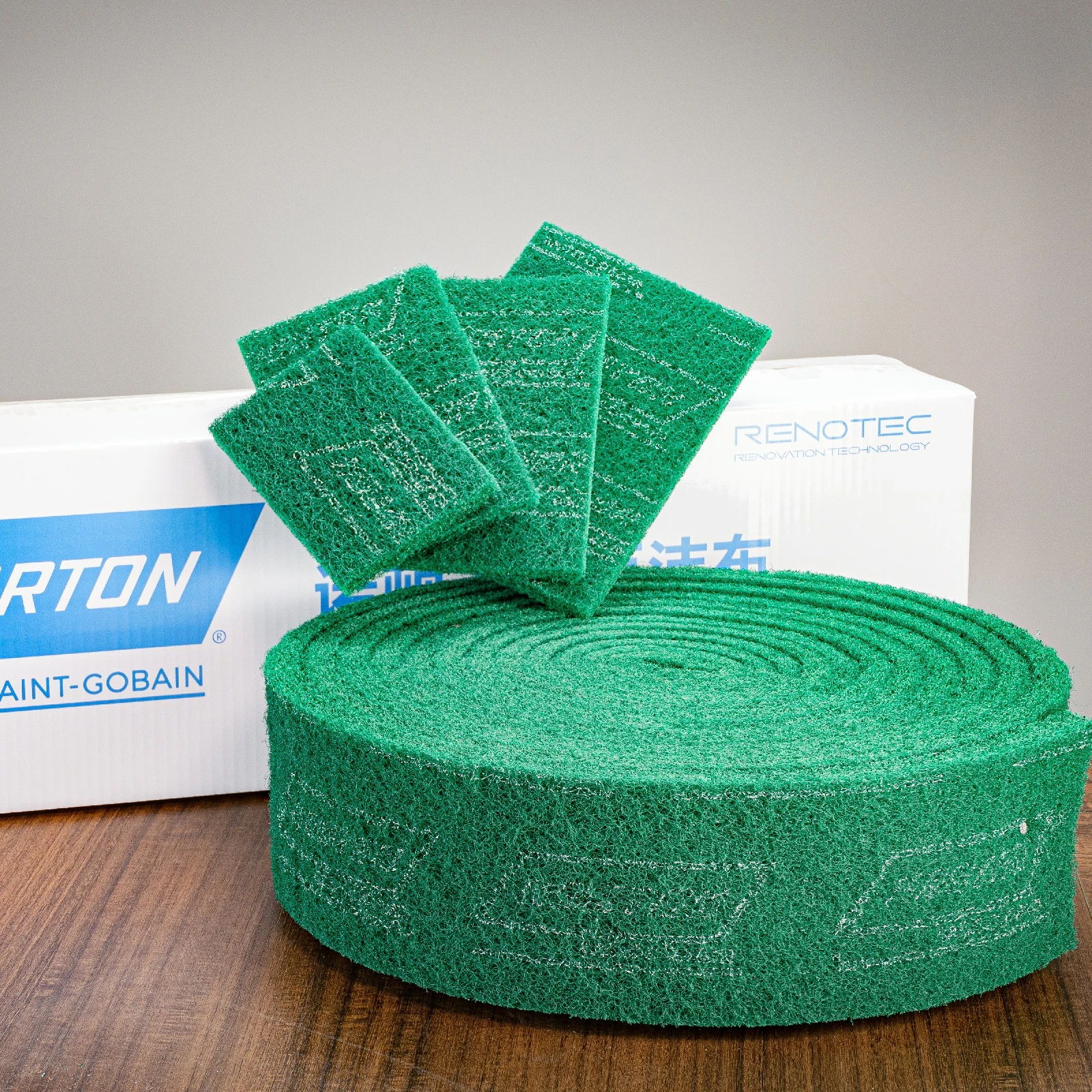 Factory Wholesale Norton 698S Heavy Duty Green Scouring Pad In Rolls For Household And Industrial Use