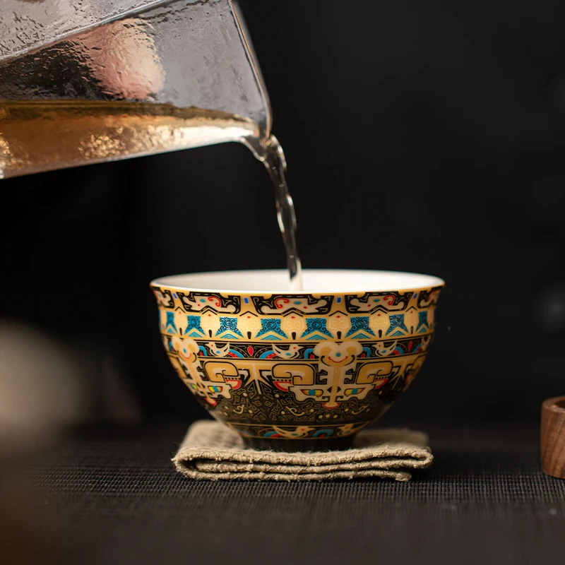 Dehua White Porcelain Tangka Ceramic Tea Cup Creative Master Cup Gift Box Chinese Design Style Cafe Use Kung Fu Tea Set