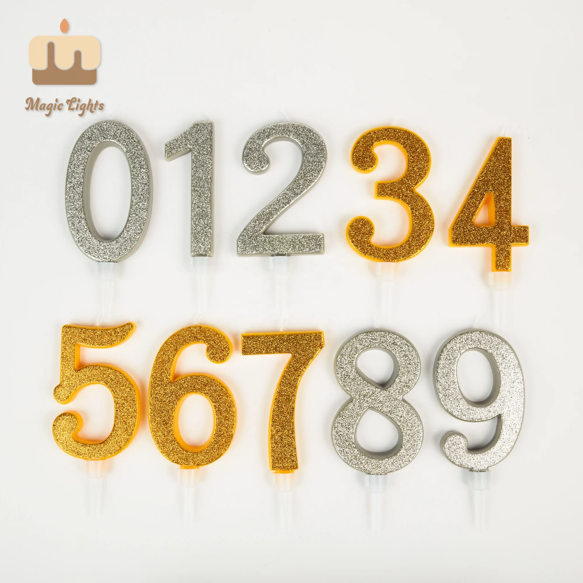 Chinese producing a thousand wishes birthday cake candles silver gold numbers