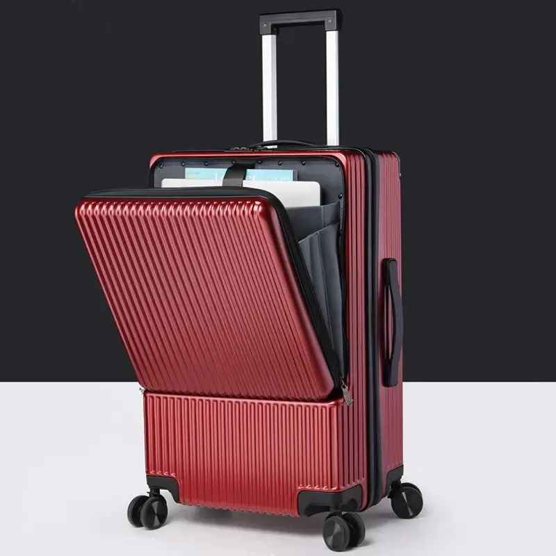 New Arrivals Pc Luggage With Side Pockets 20/22/24/26/29 Inch Side Open Trolley Travel Boarding Case