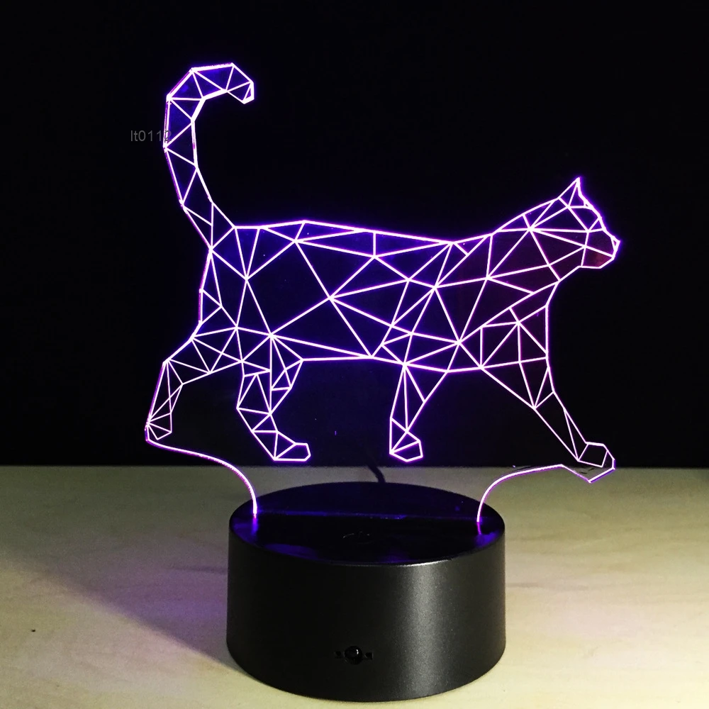 Кошка настольная лампа 7 видов цветов Изменение Настольная 3 D Новинка Светодиодные ночные огни