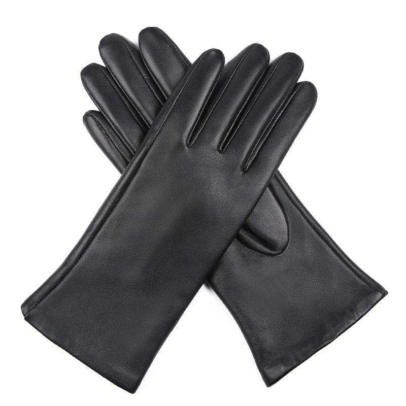 Custom Made High Quality Soft Solid Color Sheepskin Leather Driving Gloves Women