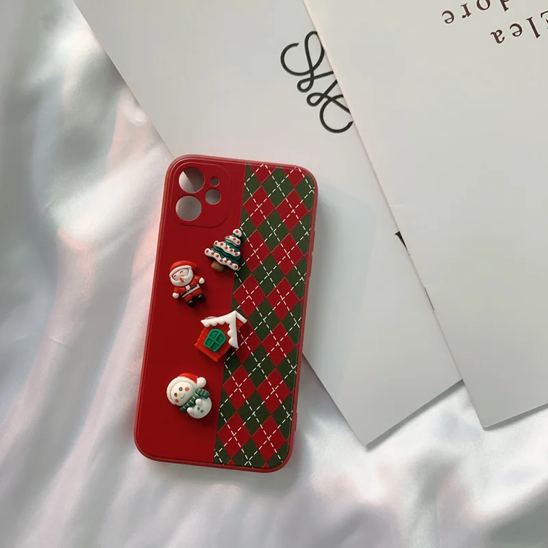 3D Doll Cartoon Christmas Deer Phone Case TPU PC With Aluminum Sheet Sublimation Blanks Phone Case For xiaomi