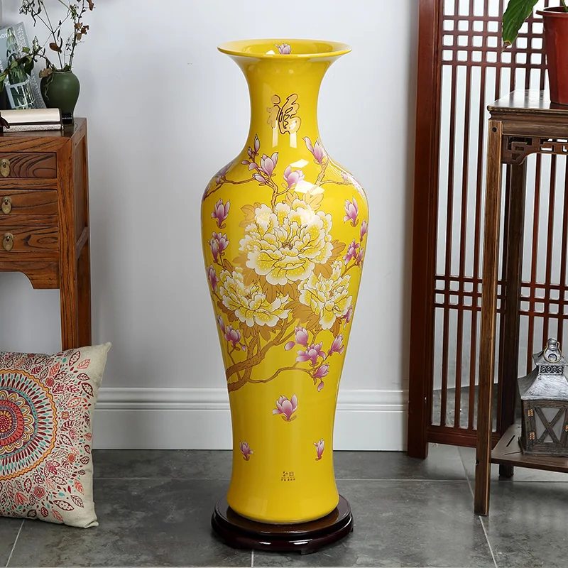 Jingdezhen Handmade Blue White Ceramic Floor Vase Unique Tall Large Standing Decorative Vase Traditional Design Style Vase