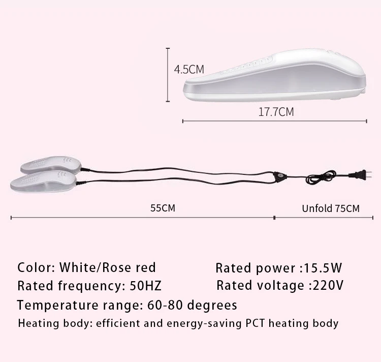 Electric Shoe Dryer with Purple Light Heater Deodorizer Dehumidifier Shoe Drying UV Foot Boot Dryer Eliminate Odor Fast Drying