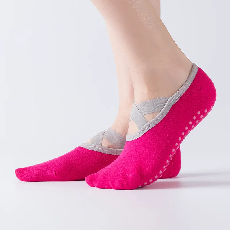 Yoga socks new ballet cross hem open back yoga socks professional non-slip sports boat socks