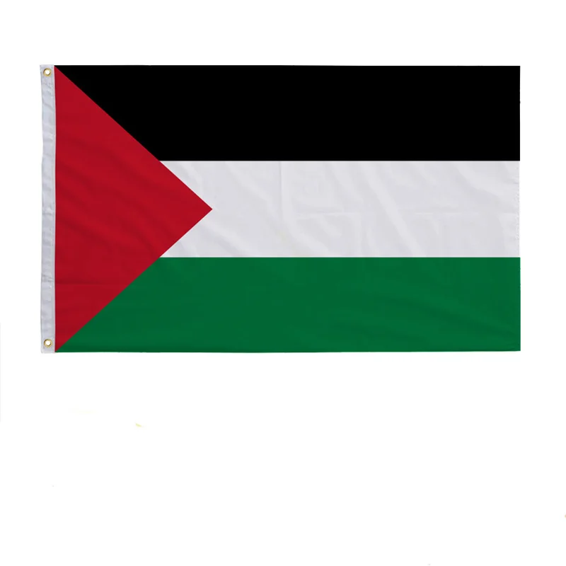 Factory Wholesale Stock Palestinian Flag 100% Polyester Fabric Custom Flags  With Two Brass Buckle
