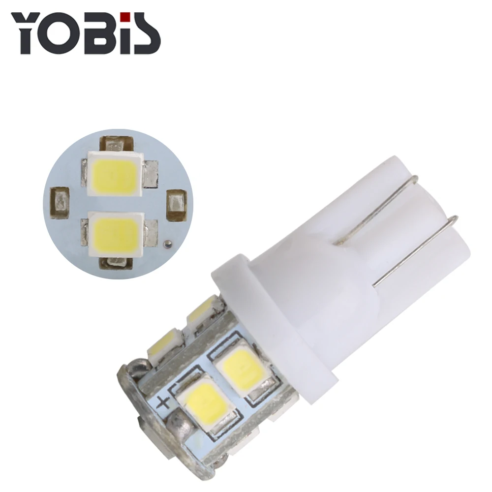 Yobis авто лампа 10 SMD 1210 LED T10 Клин W5W 194 белый автомобиль боковые фонари T10 LED на продажу
