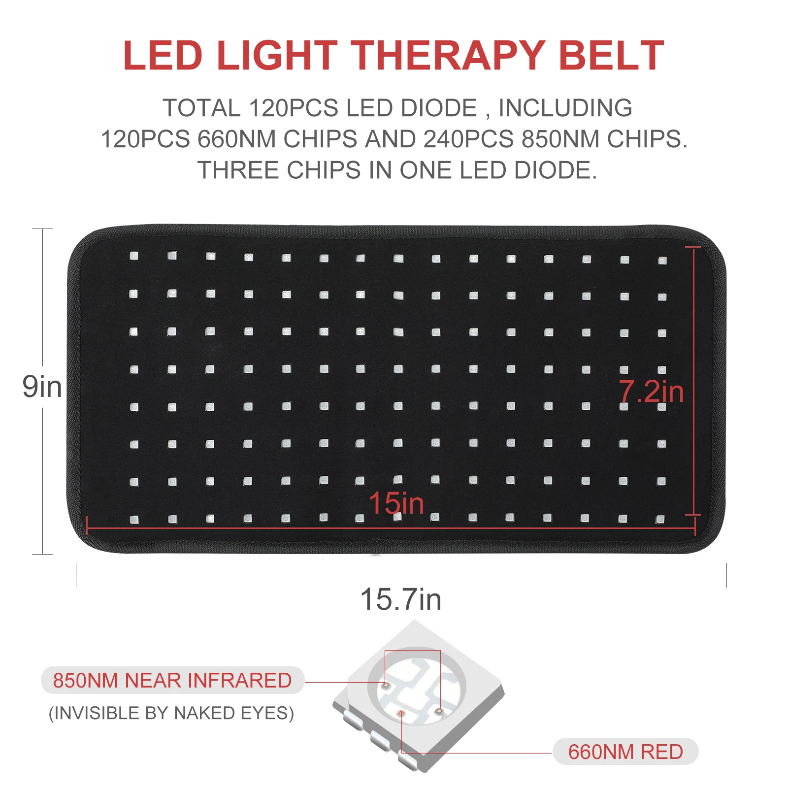 Kinreen 850 Nanometer Infra Belt Wrap Mat Blanket Led Redlight Nir Near Infrared Wearable Device Red Light Therapy Pad For Face