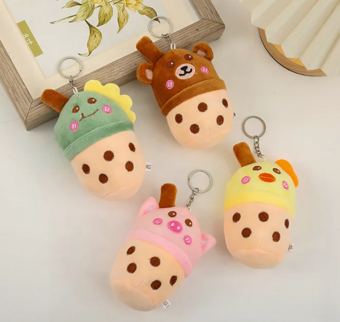 Animals Boba Key Chain Bubble Milk tea Key Ring plushies Stuffed&Plush Bag Pendant