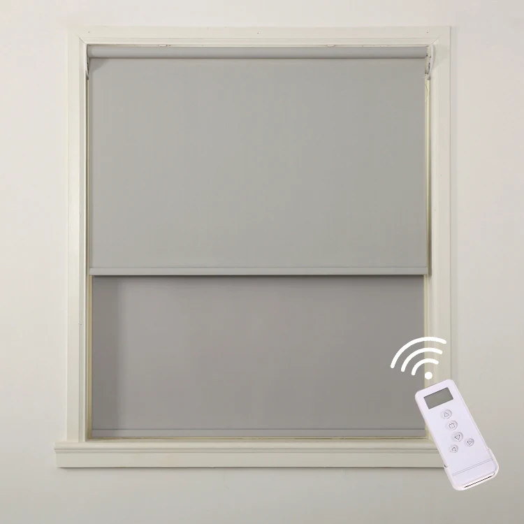 Manufacturer Indoor Sun Window Shade Roller Blinds Smart Electric Motorized Blackout Double Roller Shade Blinds