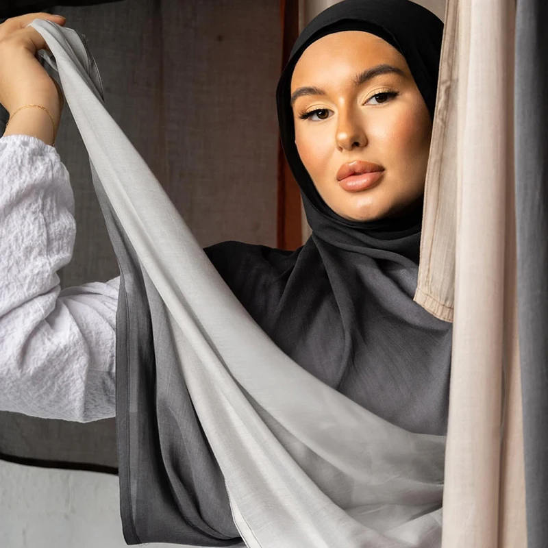 FRC ombre Modal Hijab for Women Muslim Headwear cotton Scarf double stitching hijab Long Islamic Lightweight modal  soft hijab