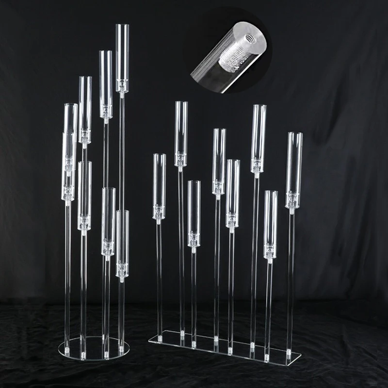 Clear Candelabras Weddings Table Centerpieces Decoration 5 Arm  8 Arm Acrylic Candelabra Led Candle Holder Candle Stand